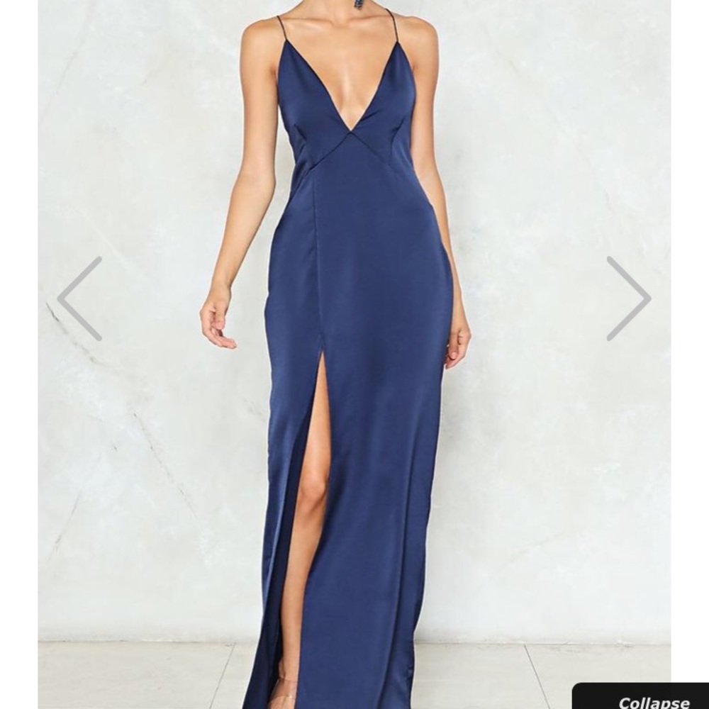 Nasty Gal Tighs the Limit Maxi Dress- Navy Blue
